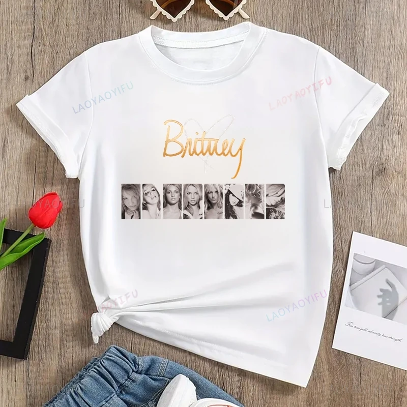 BRITNEY SPEARS Poster Print T-shirt, Women's Everyday Fashion Casual Short-sleeved Top, Spring/summer Street Cotton Shirt