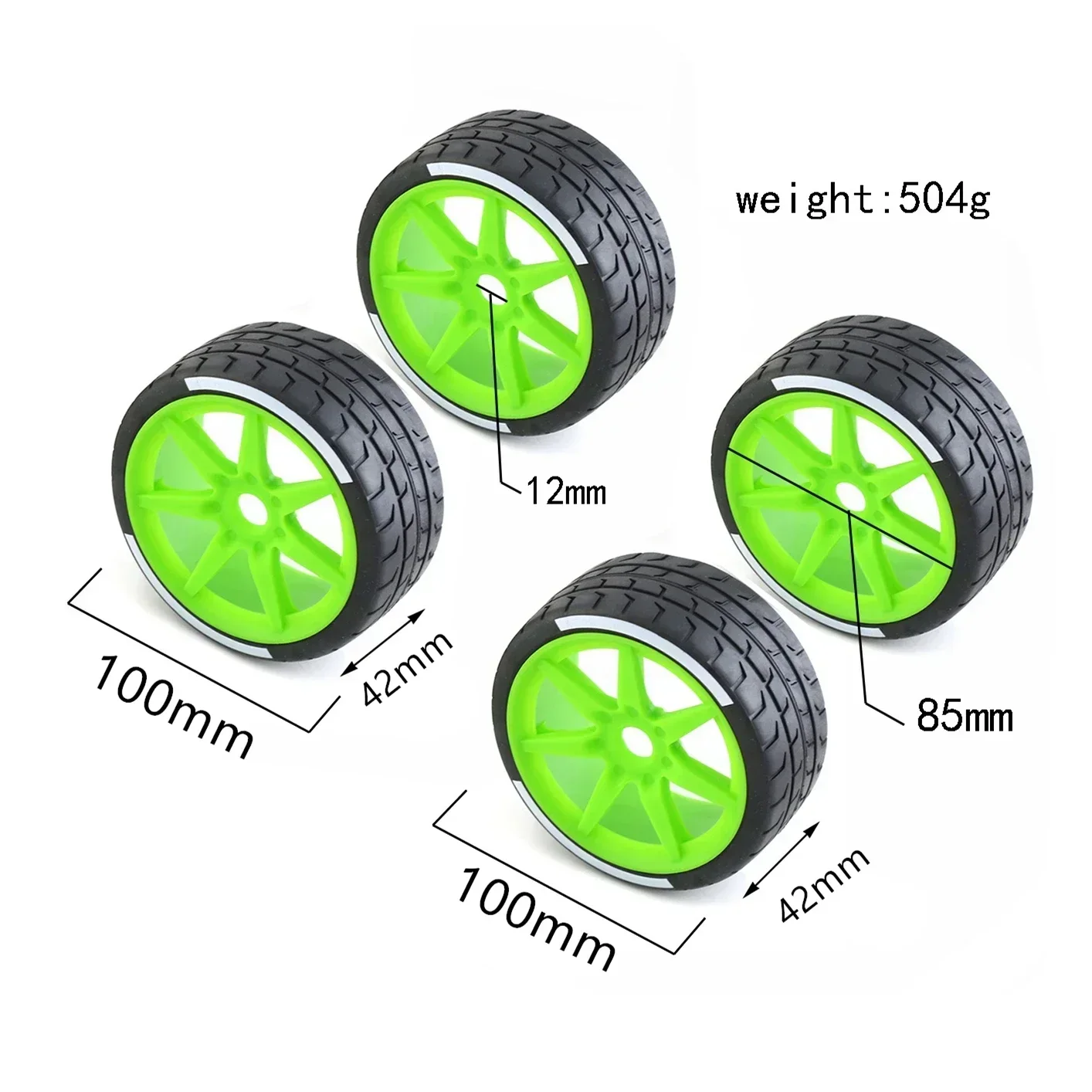 4pcs 42x100mm 42/100 Tire Tyre 17mm Wheel Hex for Arrma 1/7 Infraction Limitless 1/8 HPI WR8 HSP Kyosho Tamiya RC Car Upgrad