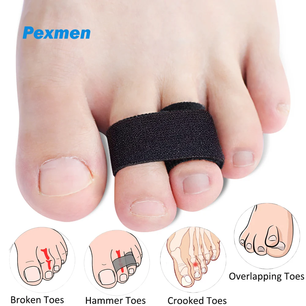 

Pexmen 1/2/5/10Pcs Hammer Toe Straightener Hammertoe Splints Toe Cushioned for Broken Crooked and Overlapping Toes Black