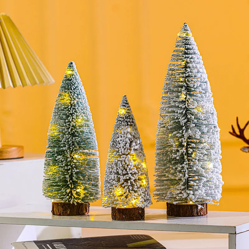 

New Christmas Decoration Mini Sticky Snow Christmas Tree Desktop Ornament Plush Snow Pine Tree Scene Decoration Gift Ltems