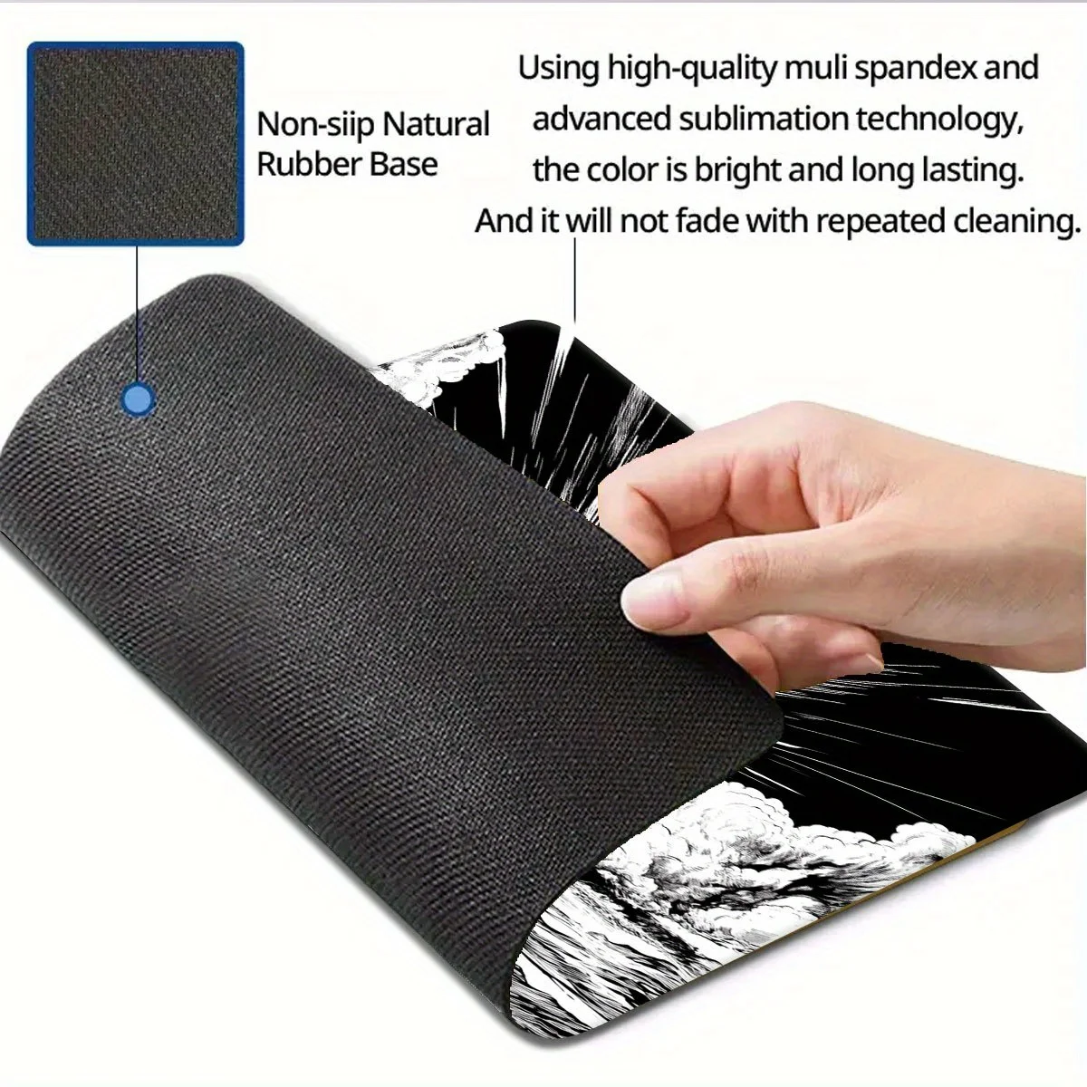 لوحة ماوس بتصميم موضوع الخيال العلمي باللونين الأبيض والأسود مع قاعدة مطاطية قابلة للغسل مناسبة لكل من العائلات والألعاب