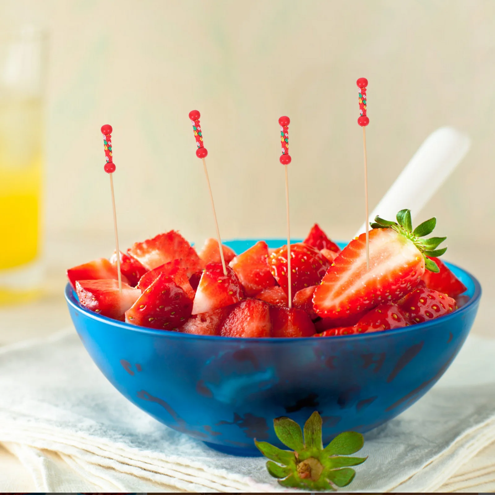 

Disposable Wooden Toothpicks 100pcs Food Picks Fruit Sticks Appetizer Picks Cocktail Skewers Party Picks with Decorative Beads