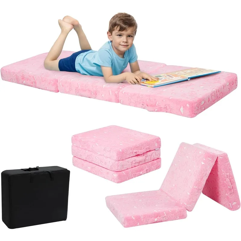 

Foldable Floor Mattress for Kids, Unicorn Glow in The Dark Toddler Nap Mat for Sleeping Daycare, Trifold Futon Portable