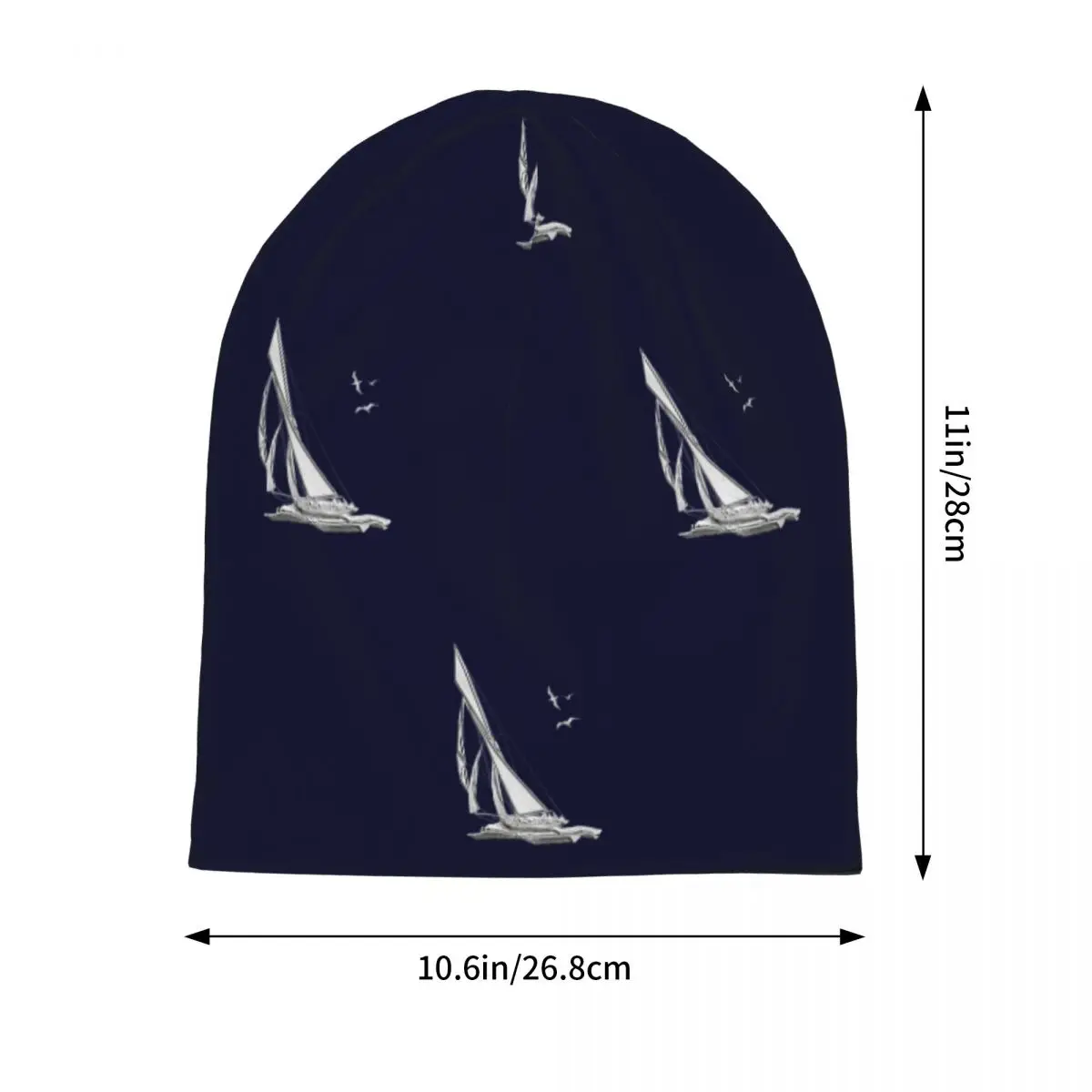 Chrome Style Nautical Sail Boat Applique 1 Skullies Beanies Hats Warm Autumn Winter Cap Knitted Bonnet Caps for Men Women Adult