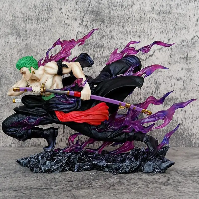 20cm One Piece Figure Roronoa Zoro Anime Figures Pvc Gk Zoro Statue Figurine 2 Heads Model Doll Ornament Collection Toys Gift