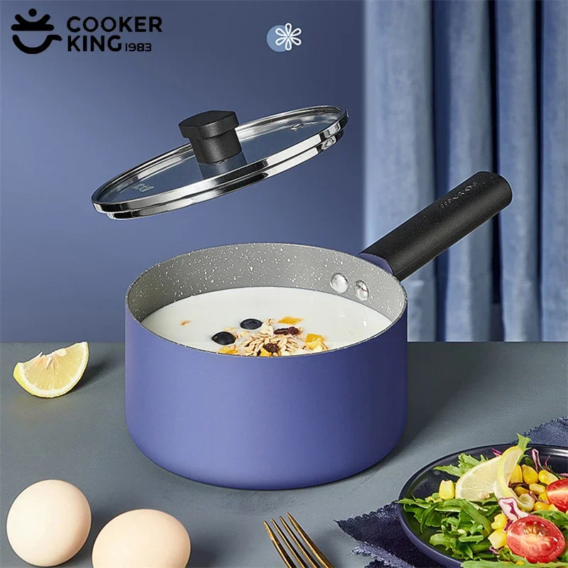 

COOKER KING Молочный горшок из нержавеющей стали, медицинский кастрюля для супа с каменным покрытием и стеклянной крышкой, кухонные кастрюли для тушения, лапши и морозы