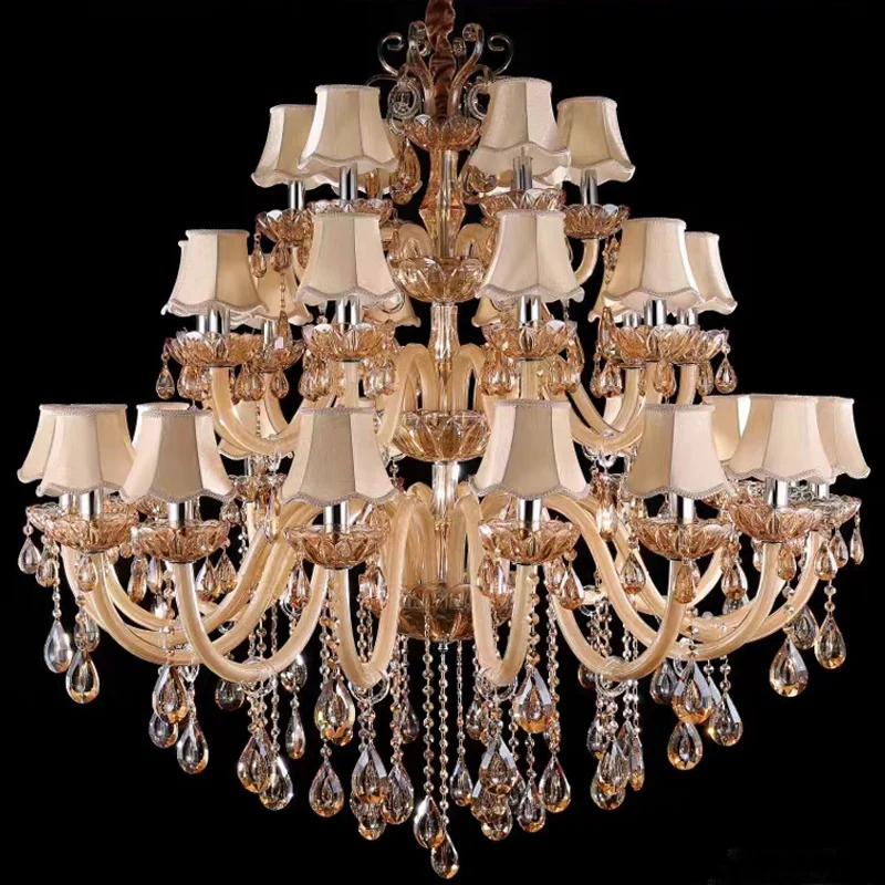 

Continental Chandeliers Luxury Penthouse Hall Living Room Crystal Lamp Villa Creative Lamps Staircase Lights Modern Candle Light