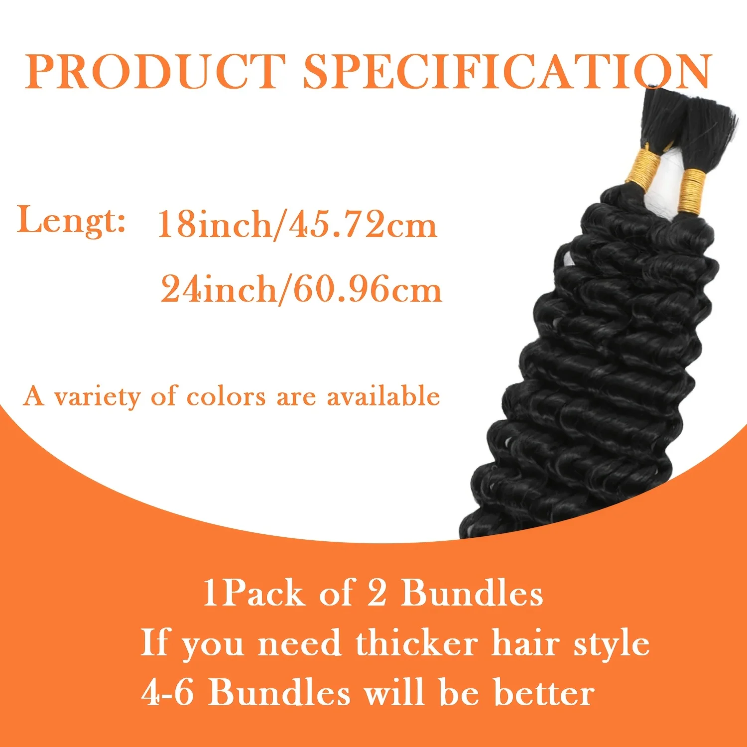 Extensión de cabello rizado grande bohemio sintético de 18/24 pulgadas, cabello tejido húmedo y ondulado, 2 mechones, extensión de cabello bohemio ondulado con agua