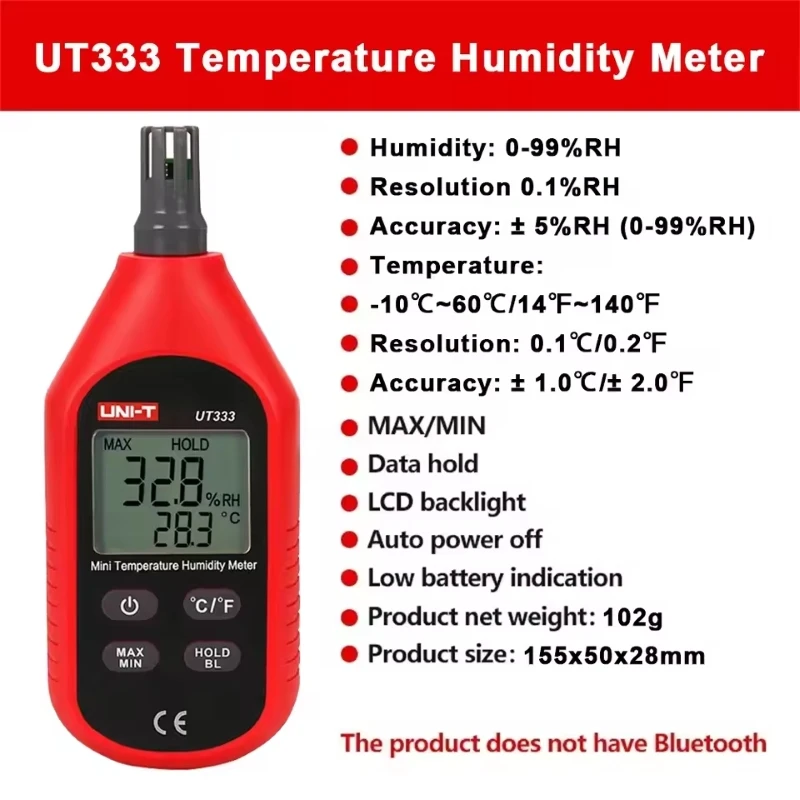 UNI-T UT333BT Bluetooth Mini Lcd Digital Air Temperatuur-vochtigheidsmeter Thermometer Hygrometer Gauge Tester UT333 Upgrade