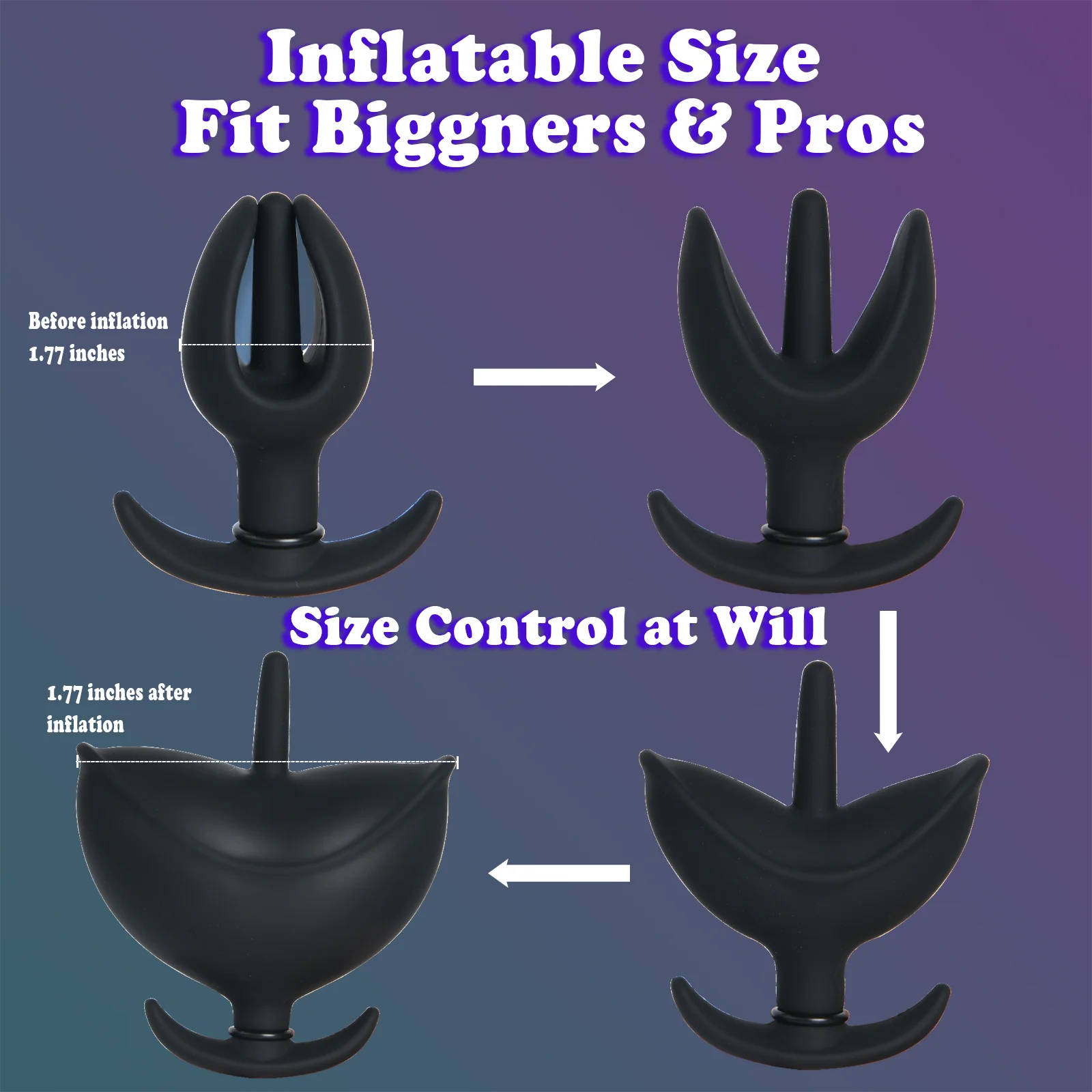 Inflatable Anal Plug Flower-Shape, Detachable Women Butt Plug for Outdoor Wear, Anus Dilator Expander, Prostate Massager for Men