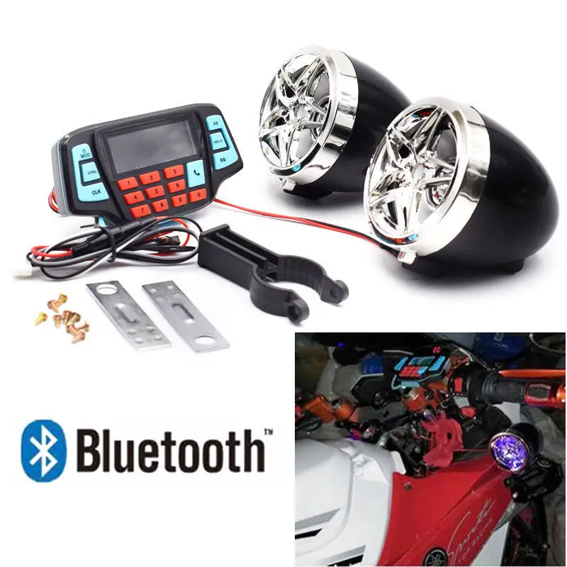 Motorcycle Studio Audio Sound System Stereo Speakers FM Radio MP3 Music Player Scooter ATV Remote Control Alarm Speaker Scooter