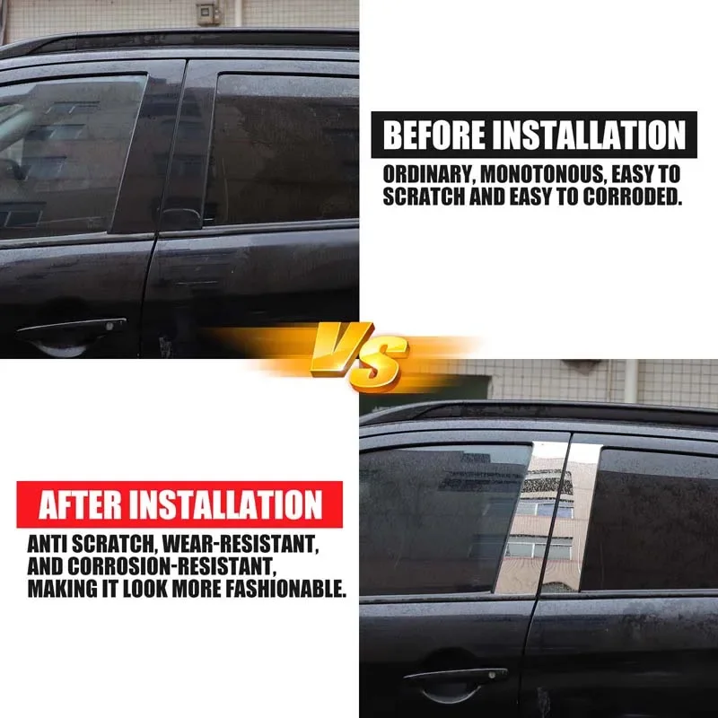 4Pcs stainless steel silver For Mitsubishi Kynn ASX 2011-2018 Car window center post patch decorative sticker Car accessories