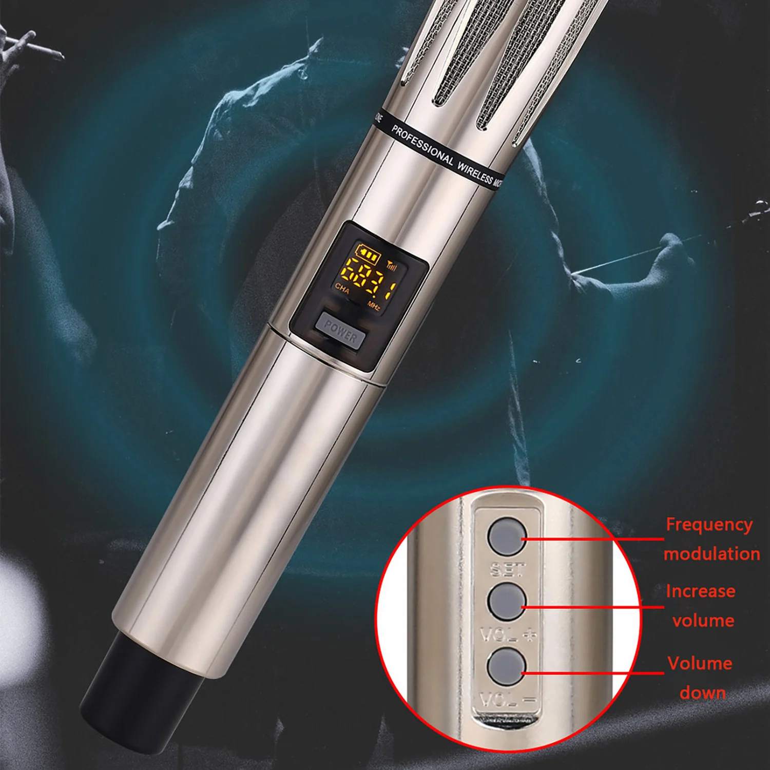 

GAW-E68 Professional Handheld Microphone, Cardioid Dynamic Wireless Microphone, Stage Home KTV，Speech