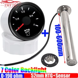 0-190 OHM Holding Tank Gauge+Sewage Level Sensor Customized Waterproof 7 Color Light 52mm Waste Level Meter for Boat Car 12V 24V