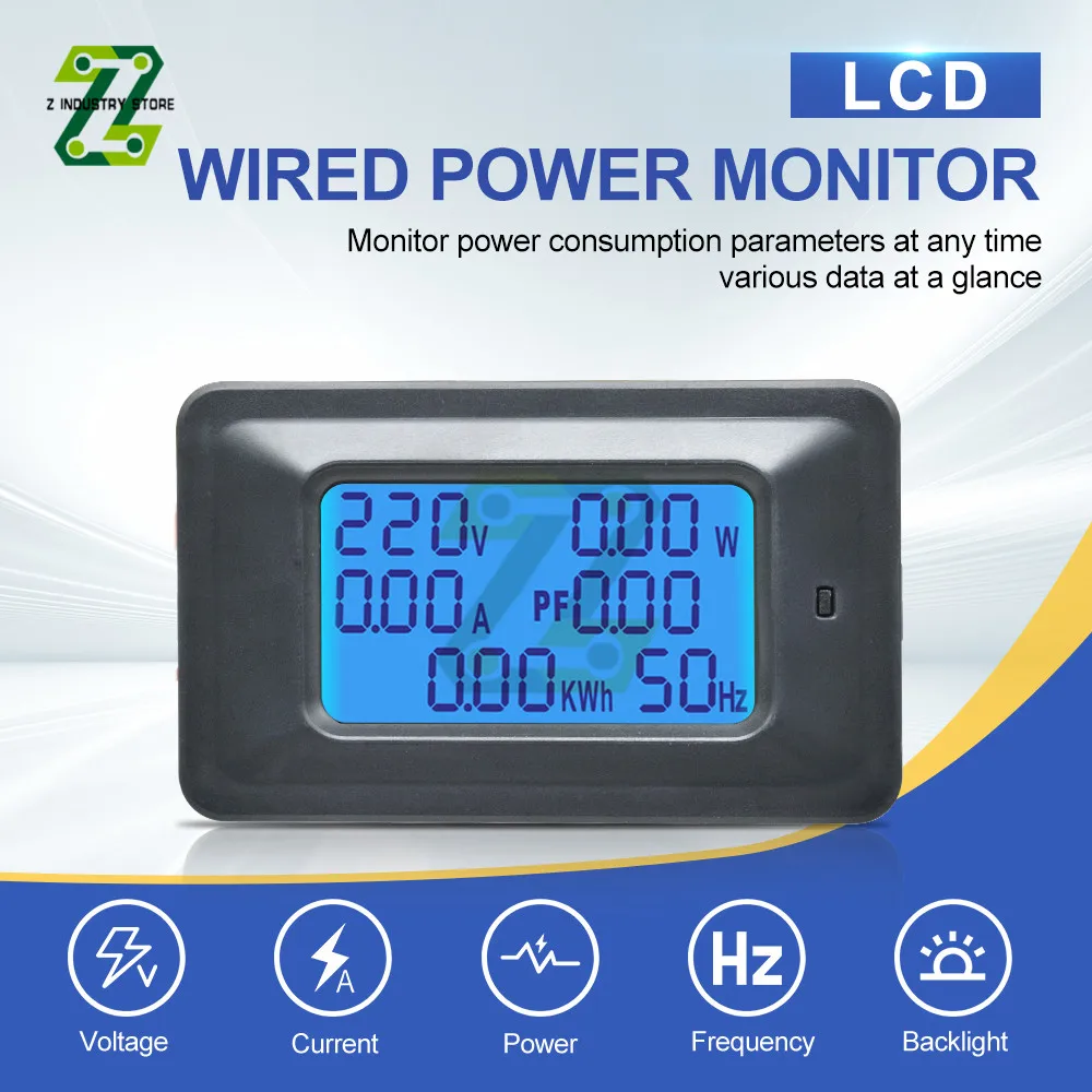 Digital LCD Display Voltmeter Ammeter Wattmeter Power Meter AC 110-250V 20A/100A Voltage Current Power Energy Tester