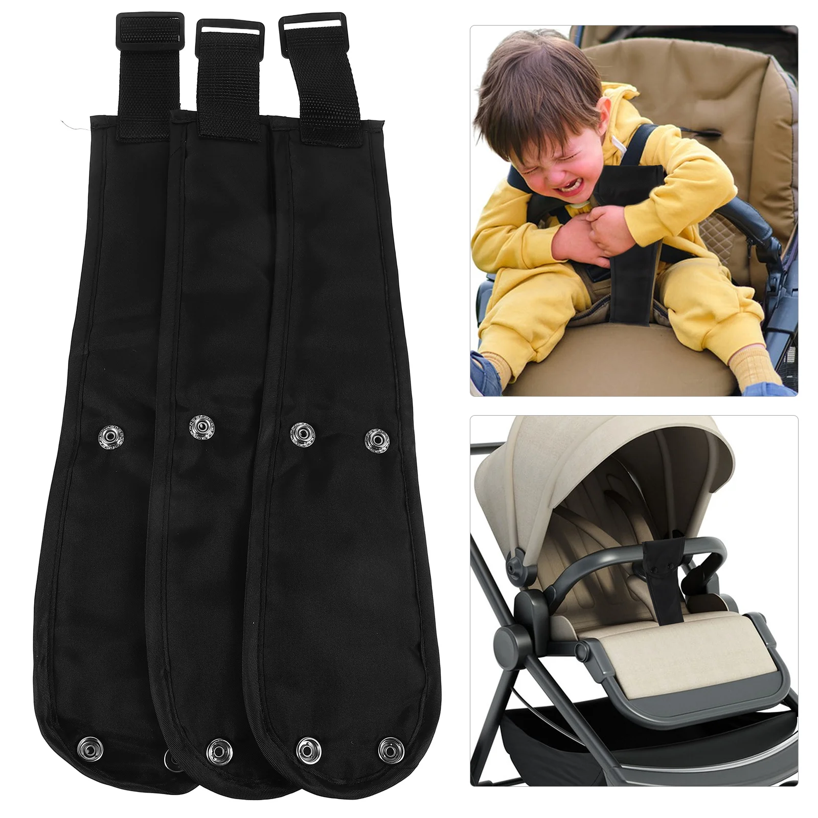 

3 Pcs Baby Cart Stroller Accessories Wagon Crotch Belt Black Oxford Cloth Safety Strollers