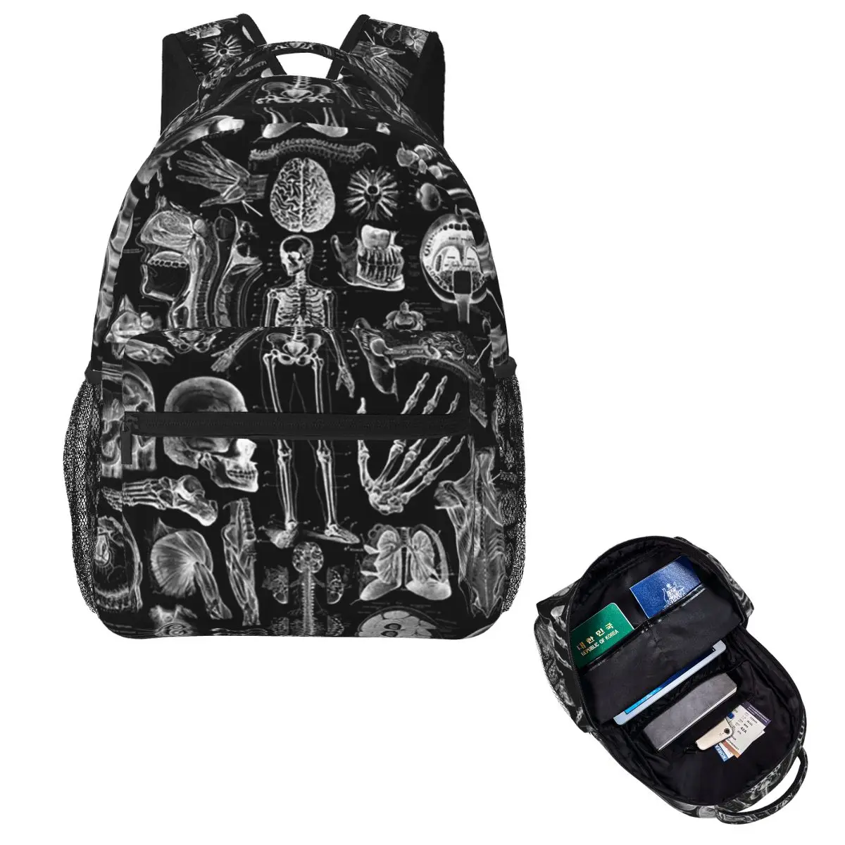 

Рюкзак с черным принтом в анатомии человека, Лидер продаж, рюкзак большой емкости, детская сумка для книг, школьная сумка, сумки на плечо для мужчин и женщин