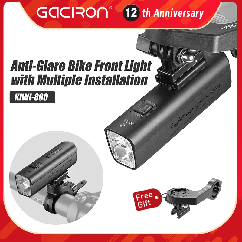 

Gaciron Bike Light KIWI 800 lumens Anti-glare Bicycle Front Light IPX6 Waterproof Type-C Rechargeable Headlight Bike Accessories