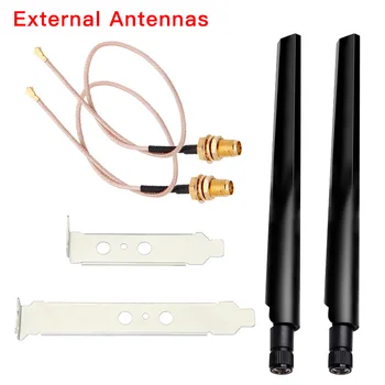 2x6Dbi Mini PCIE IPEX To SMA WiFi Antenna Set 20cm Cable to RP-SMA Pigtail Dual Band For MPE-AXE3000 AX3000H AX210HMW AX200HMW