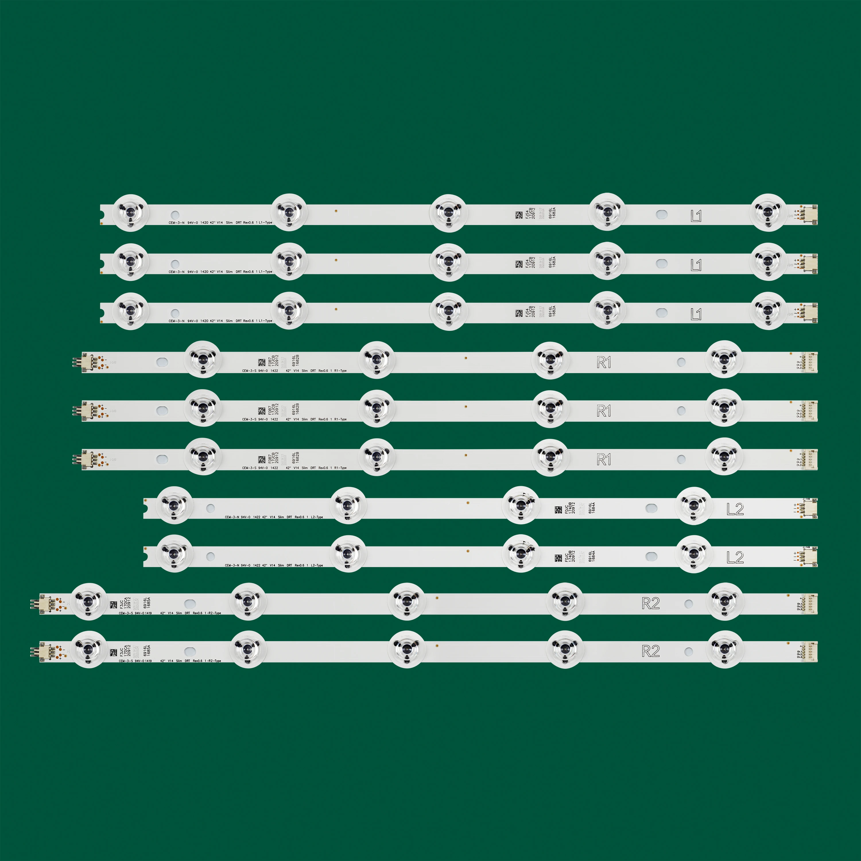 

10set LED Backlight strip For LG 42" V14 Slim DRT Rev0.6 6916L-1682A 1684A 1683B 1685B LC420DUH PG F1 42LY970H 42LB700V 42LB671V