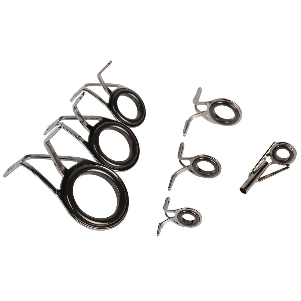 7pcs/set Fishing Tackle Stainless Steel Repair Kit Set Fishing Rod Guide Tip Fishing Pole Circle Ring Eye Guide Wire Loop Tools