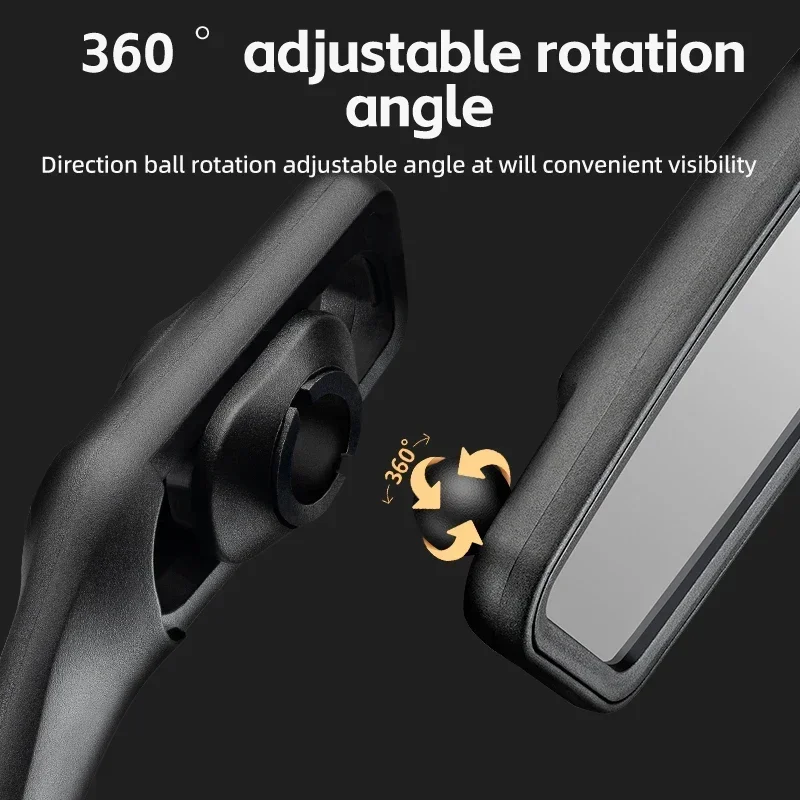 ROCKBROS Bicycle Mirror Handlebar Rear View Stainless Steel Reflector Universal Wide-Range 360° Adjustable Mirror Bike Accessory