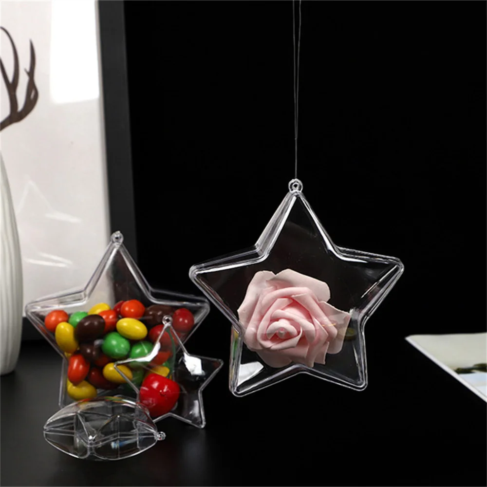 Transparent Plastic Pentagram Open And Close Hanging Decoration Christmas Decoration Box Christmas Tree Festive Window Hangings