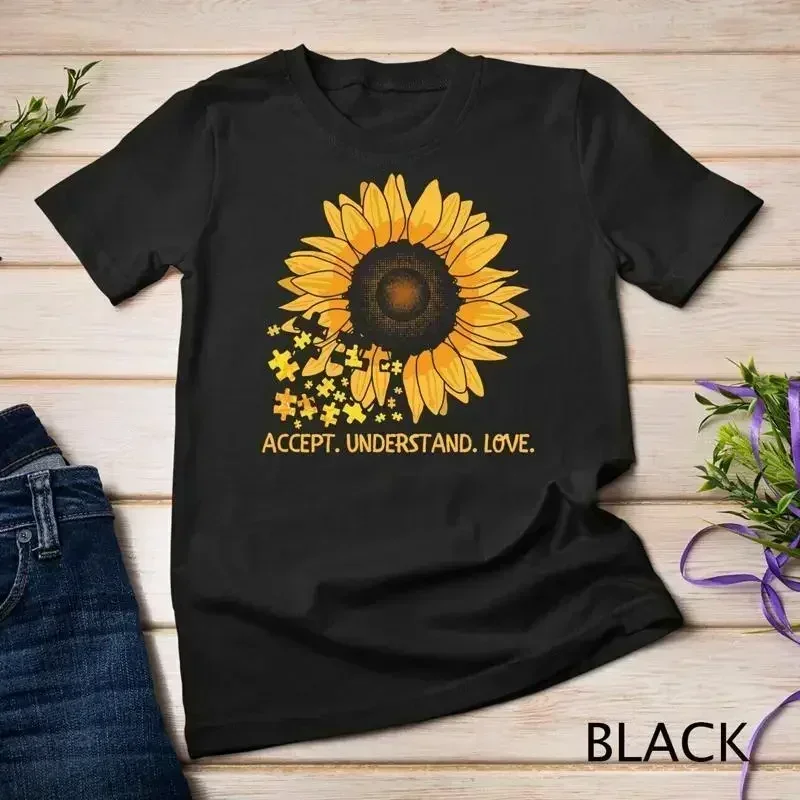 Accept Understand Love Sunflower Autism Awareness Unisex T shirt