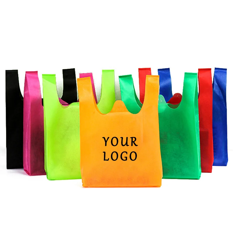 20pcs Non-woven Vest Bag Environment-friendly Degradable Customizable Logo supermarket Shopping Disposable Garbage Bagge Bag