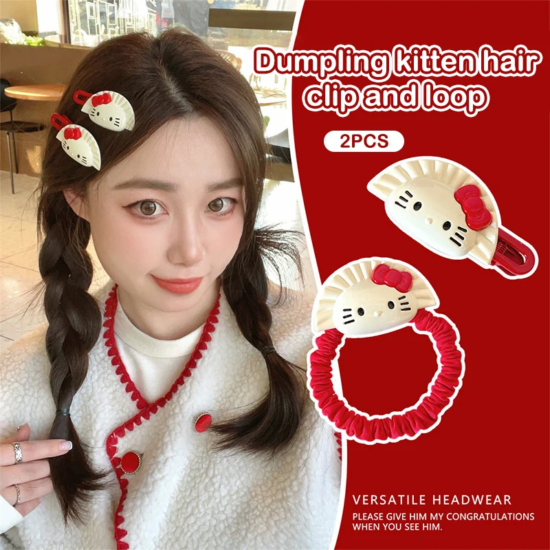 2 Stuks Mode Kawaii Cartoon Simulatie Dumplings Haar Clip Haar Touw Voor Meisjes Schattige Grappige Creatieve Haaraccessoires Geschenken