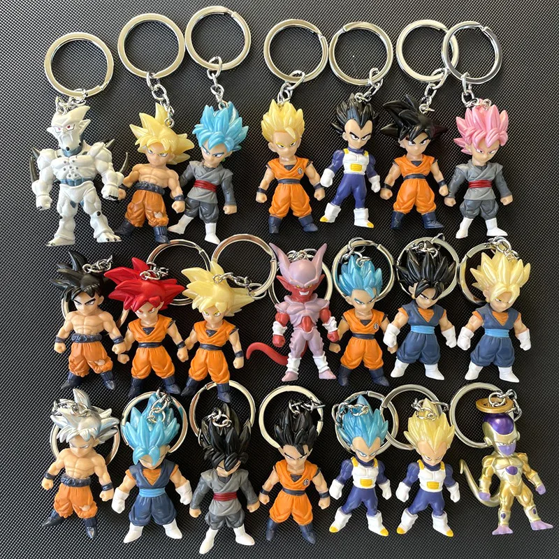 Dragon Ball Anime Figure Keychain Random 1PC Son Goku Frieza Vegeta Model Bag Pendant Cartoon Toys Key Ring Bag Ornament Gift