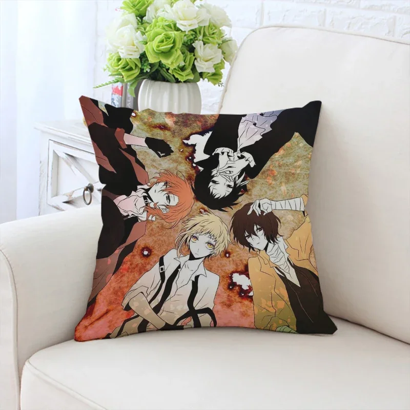 Kissen bezug Anime s-streunende Hunde gedruckt Sofa Kissen bezug Stuhl Kissen Kopfstütze individuelles Geschenk 45x45