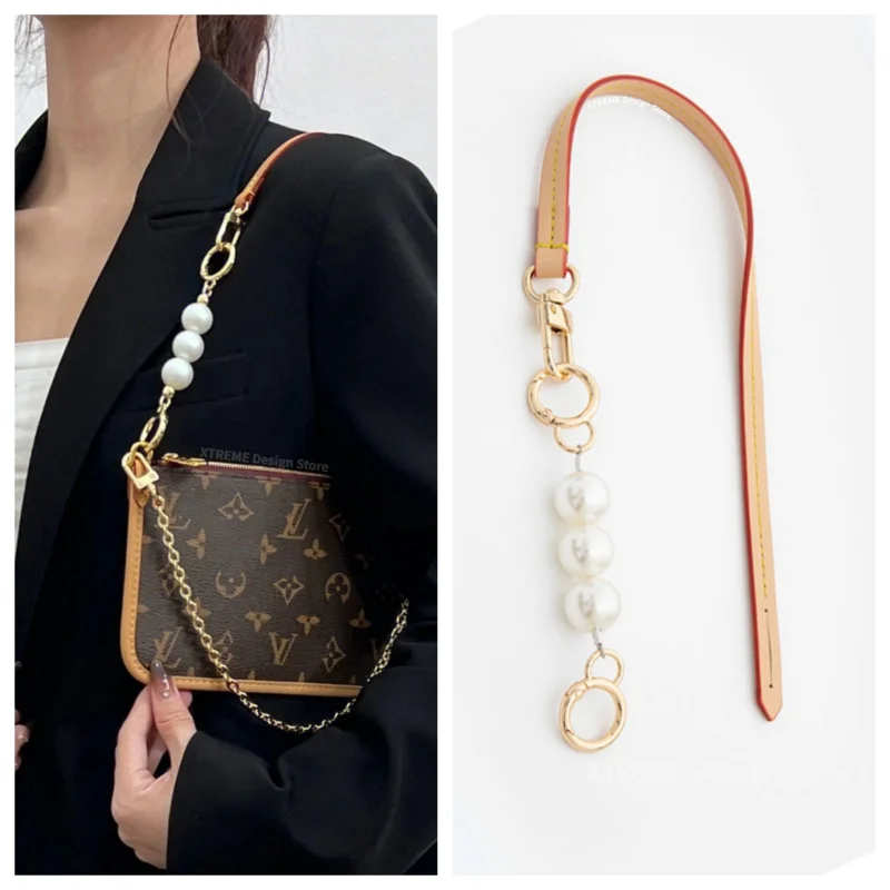 

52CM Pu Leather Peal Chain Bag Strap Extension Chain Extension Shoulder Strap Underarm Bag Modification Bag Chain Strap