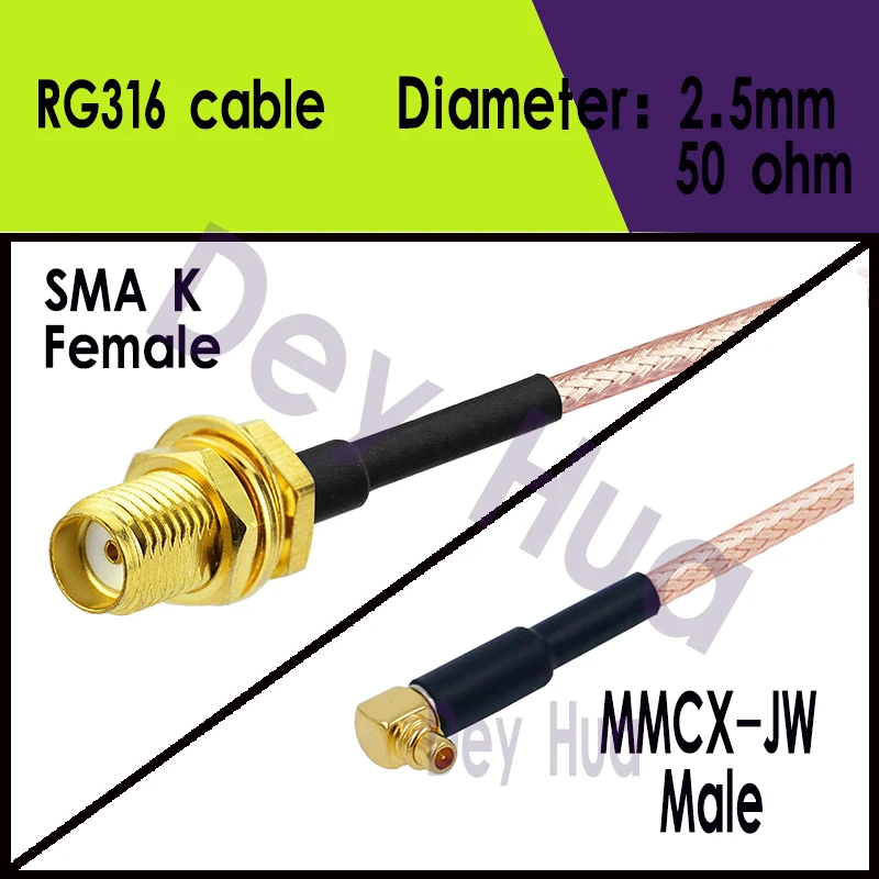 MCX Male to SMA Male MCXJW/SMAJ RG316  MCX Male RF Connector  All Copper High Frequency Connector