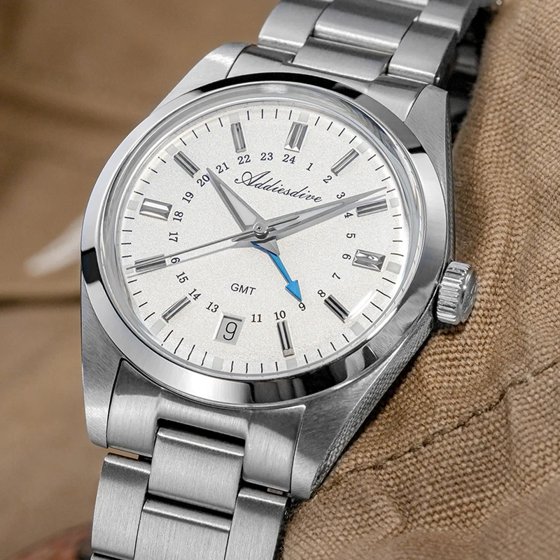 ADDIESDIVE montres analogiques pour hommes étanche bulle miroir verre acier inoxydable BGW9 montres à Quartz lumineuses cadran Beige montre-bracelet