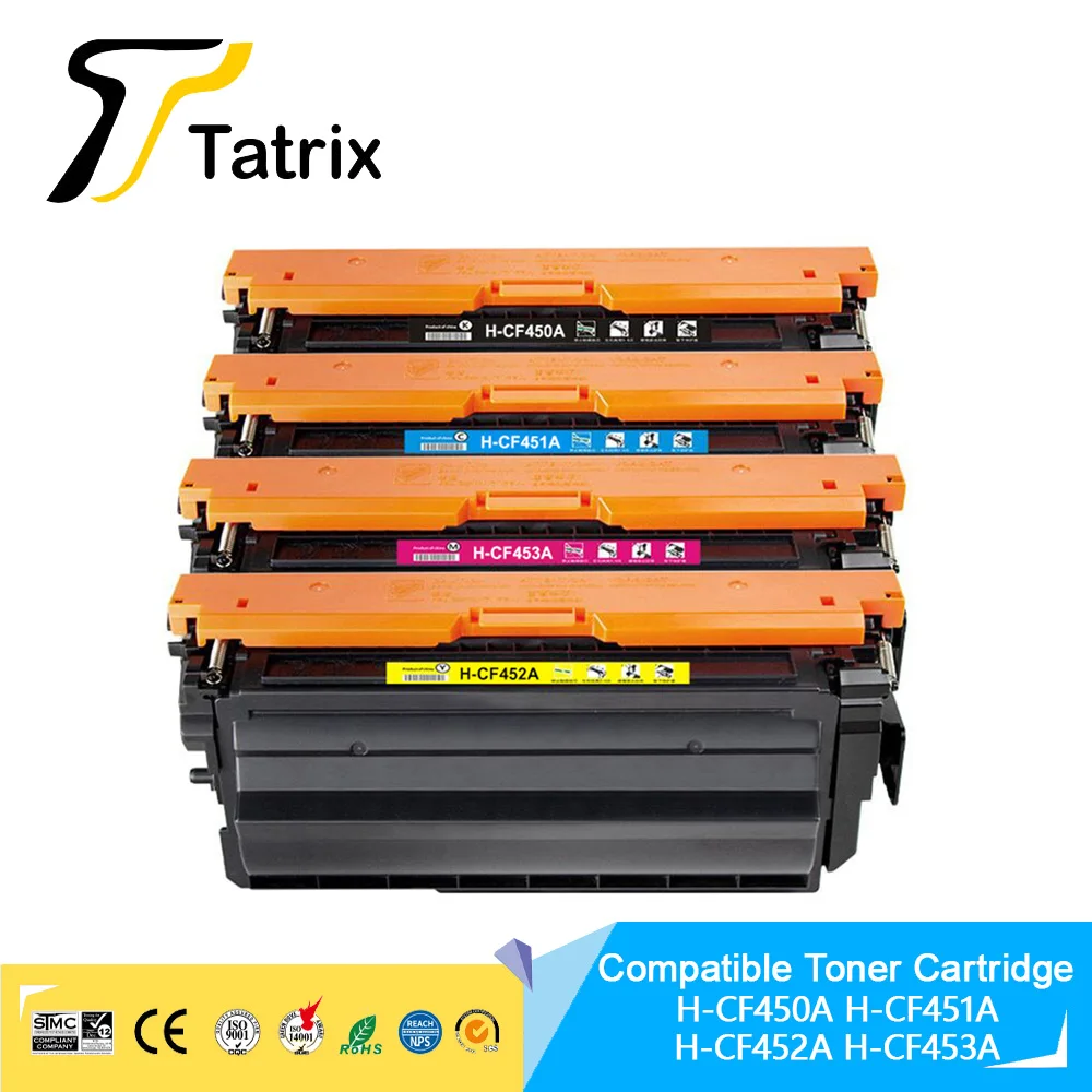 

Tatrix CF450A CF451A Cf452A CF453A 450A CF450 Compatible Laser Color Toner Cartridge for For Color LaserJet Enterprise M652n