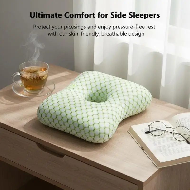 Cotton Filling Ear Piercing Pillow Breathable Ergonomic Pillow With Ear Hole Portable Comfortable Earring Pillow