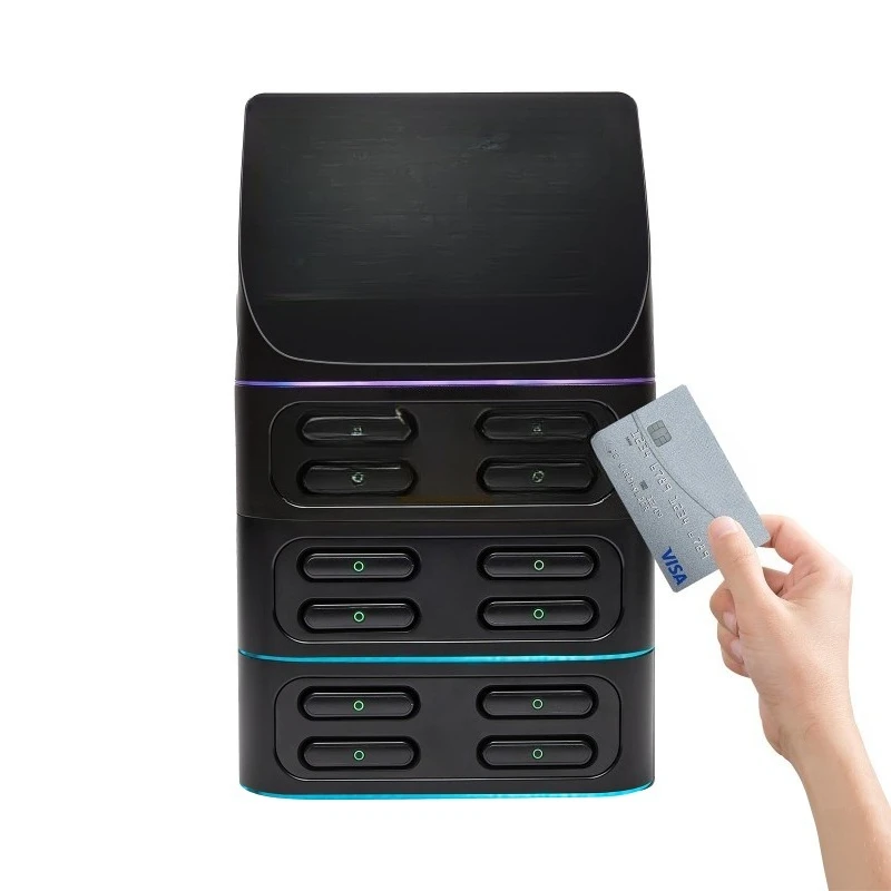 Factory 8-slot advertising screen mobile power vending machine with POS mobile power rental station and card reader