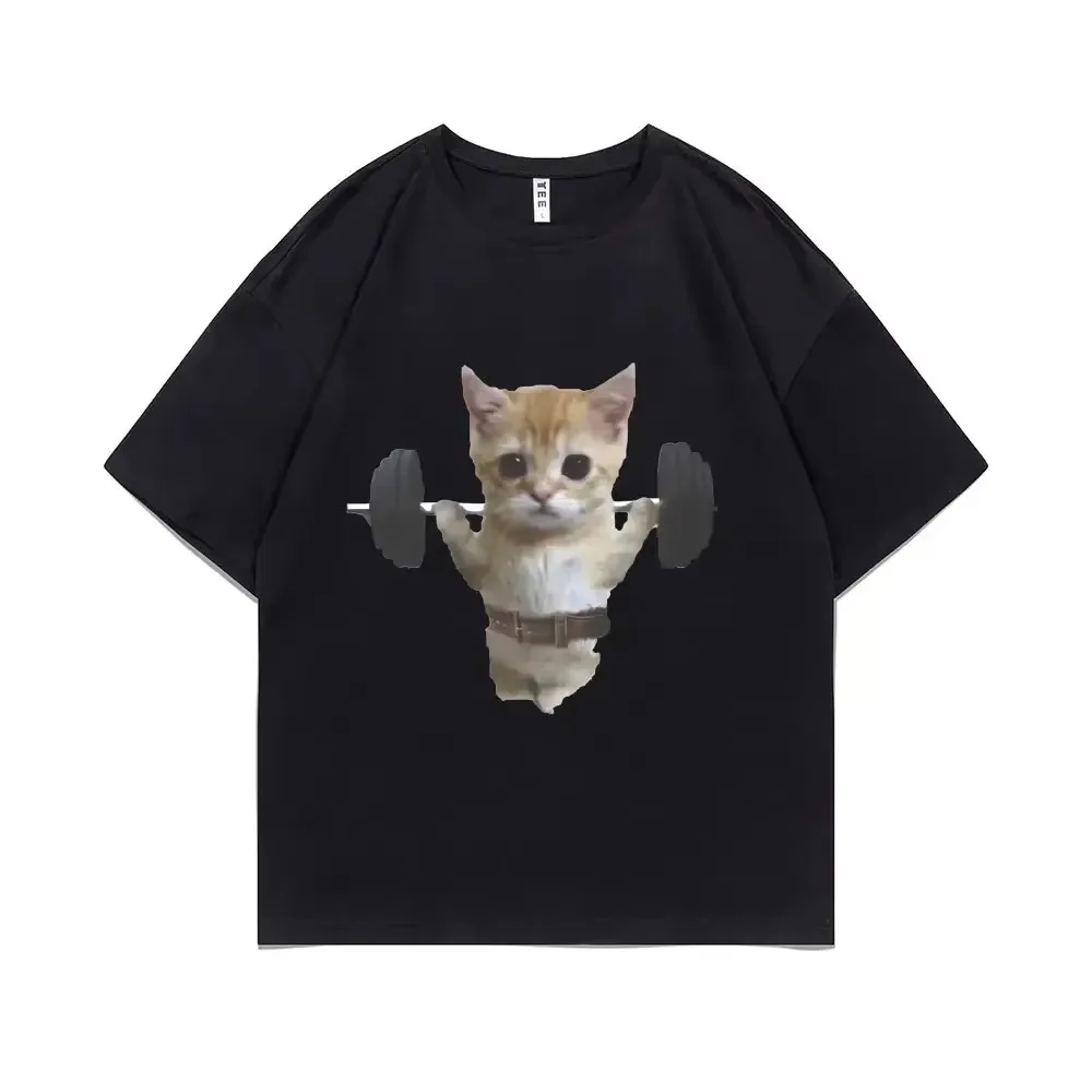 Funny Sam Sulek Gym Cat Pumpkin Emoji Graphic T-Shirt, Women Casual Short Sleeve Crew Neck Cute Gym Tee, Streetwear Printed Top
