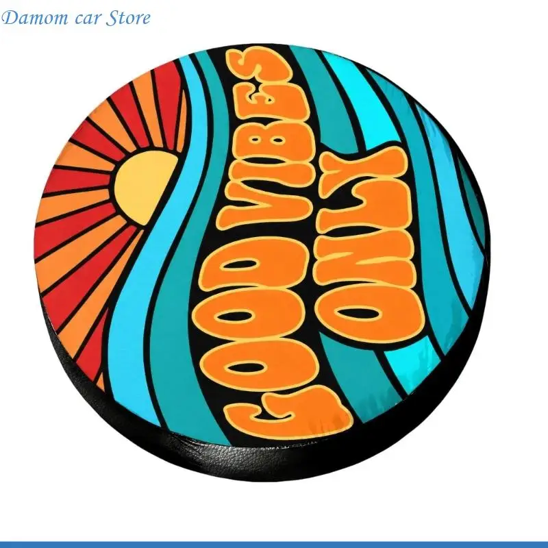 A2UC Parked Spare Wheel Cover with Bold Horizon Artwork, Elastic Strap, Barrier Against Dust and Bird Droppings Outdoors