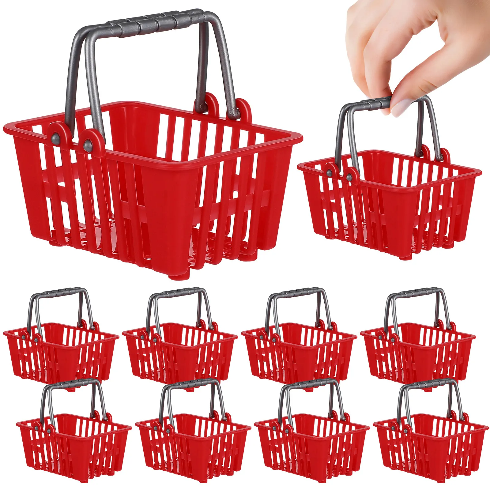 

10Pcs Shopping Baskets Miniature Plastic Reusable Small Supermarket Sundries Storage Tiny Basket Ornaments Decor
