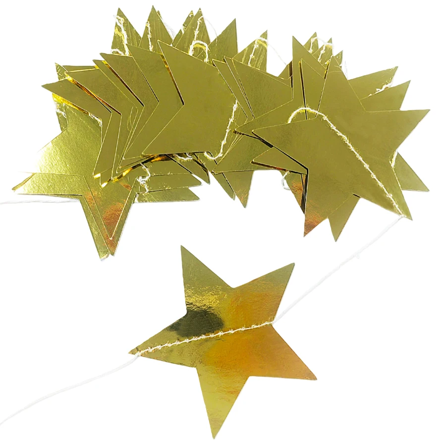 4m*7cm Glänzende Stern-Papiergirlande Banner Gold Silber Wimpelkette für Babyparty Kinderzimmer Hochzeit Hängedekoration – Detail 7