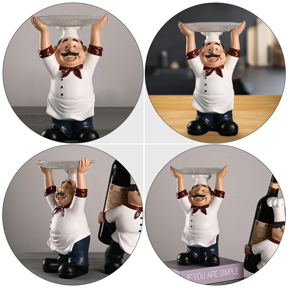 

1 pc Craft Chef Figure Desktop Ornament For Indoor Decoration Resin Chef Handicraft Resin Decor Home Art Decor