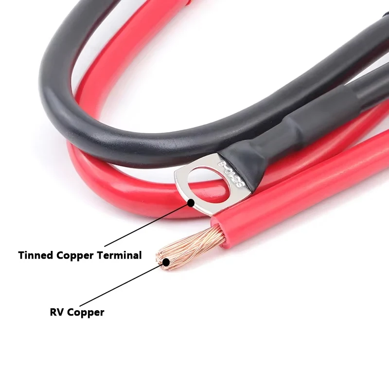 4AWG 6AWG 8AWG Batterie-Verbindungskabel PVC-Isoliert Reiner Kupferdraht 20/30/40/50/60/100CM mit M8 Verzinntem Kupferkabelschuh – Detail 2
