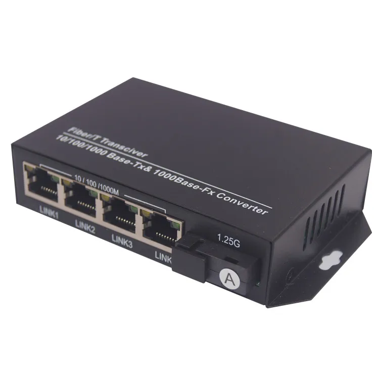 

ATONGDA 4-Port Ethernet Fiber Media Converter Fiber Optic Switch For IP Camera 1 Fiber To 4 RJ45 10/100Mbps