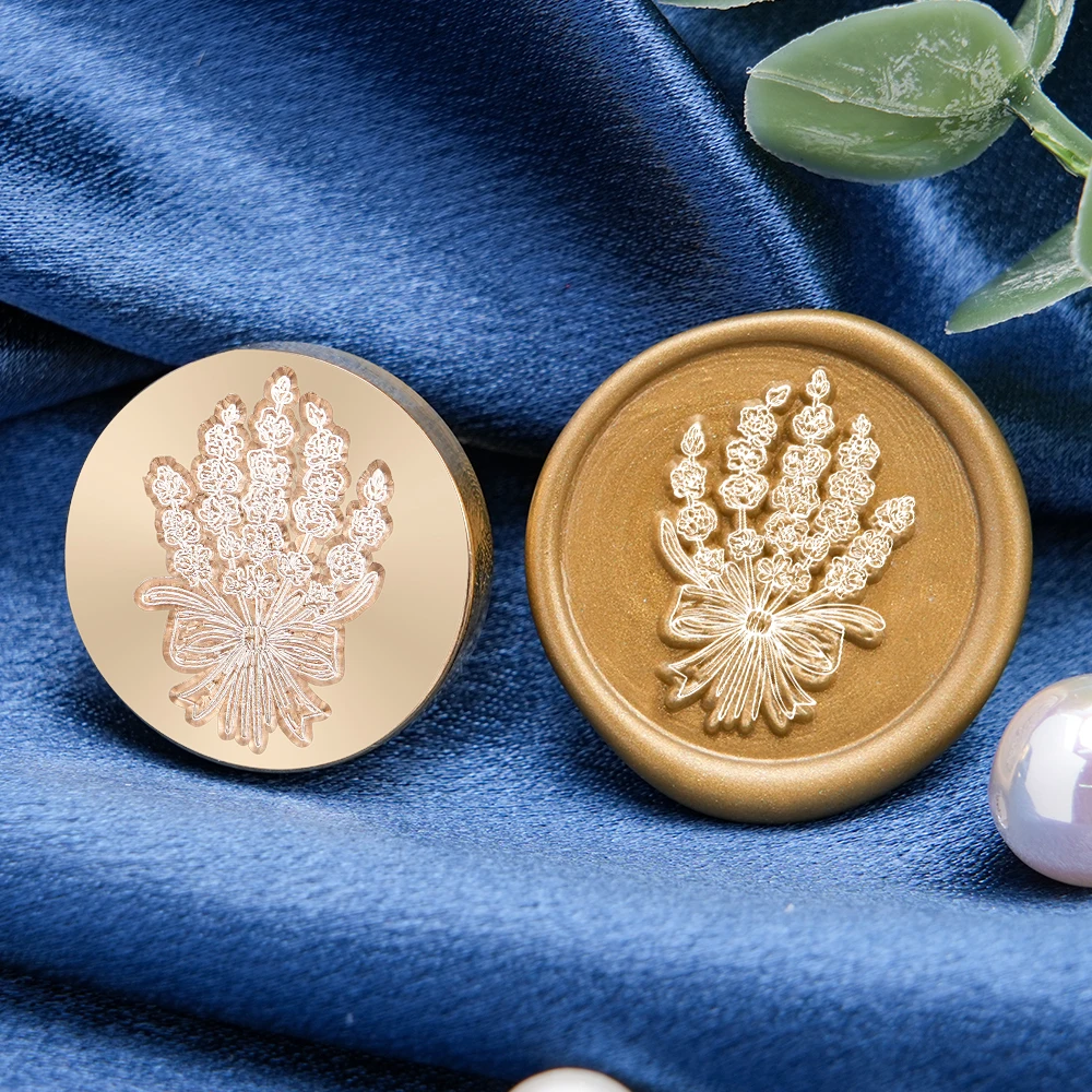 ماغنوليا الخزامى فرع ختم من الشمع Stamps 25 مللي متر جولة للإزالة النحاس رئيس DIY بها بنفسك ديكور الزفاف عطلة بطاقات المعايدة ديكور #5