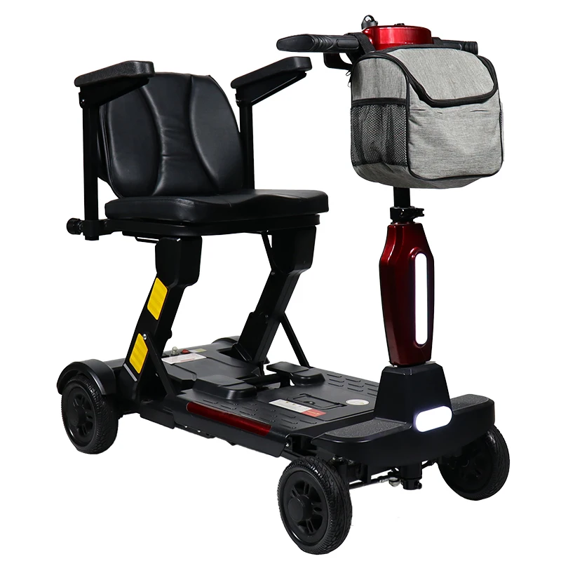 4 Wheel Lightweight Aluminium Remote Control Auto Folding Handicap Mobility Scooter for Elder with 15km Range and 15mph Speed
