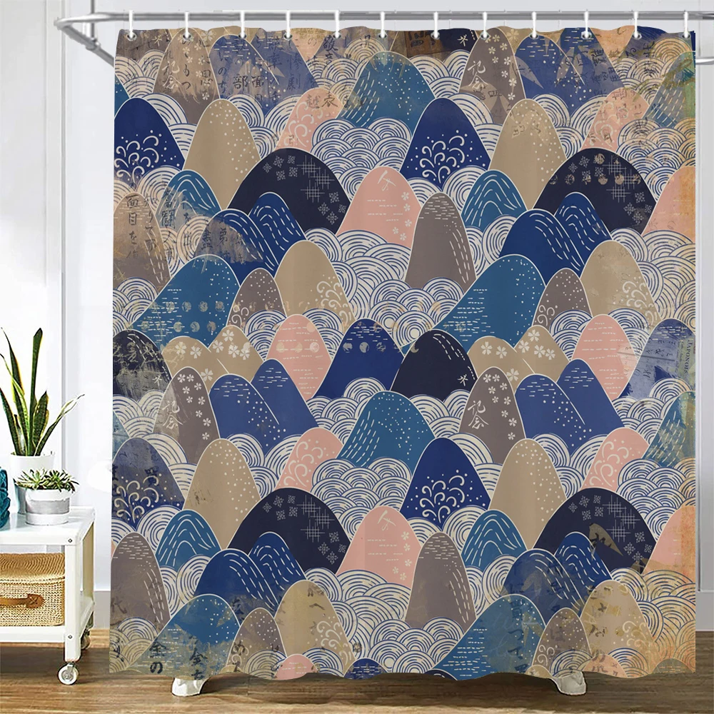 

Japanese-style Flowers Birds Shower Curtains Plum Blossom Bathroom Curtain Frabic Waterproof Polyester Bath Curtain With Hooks