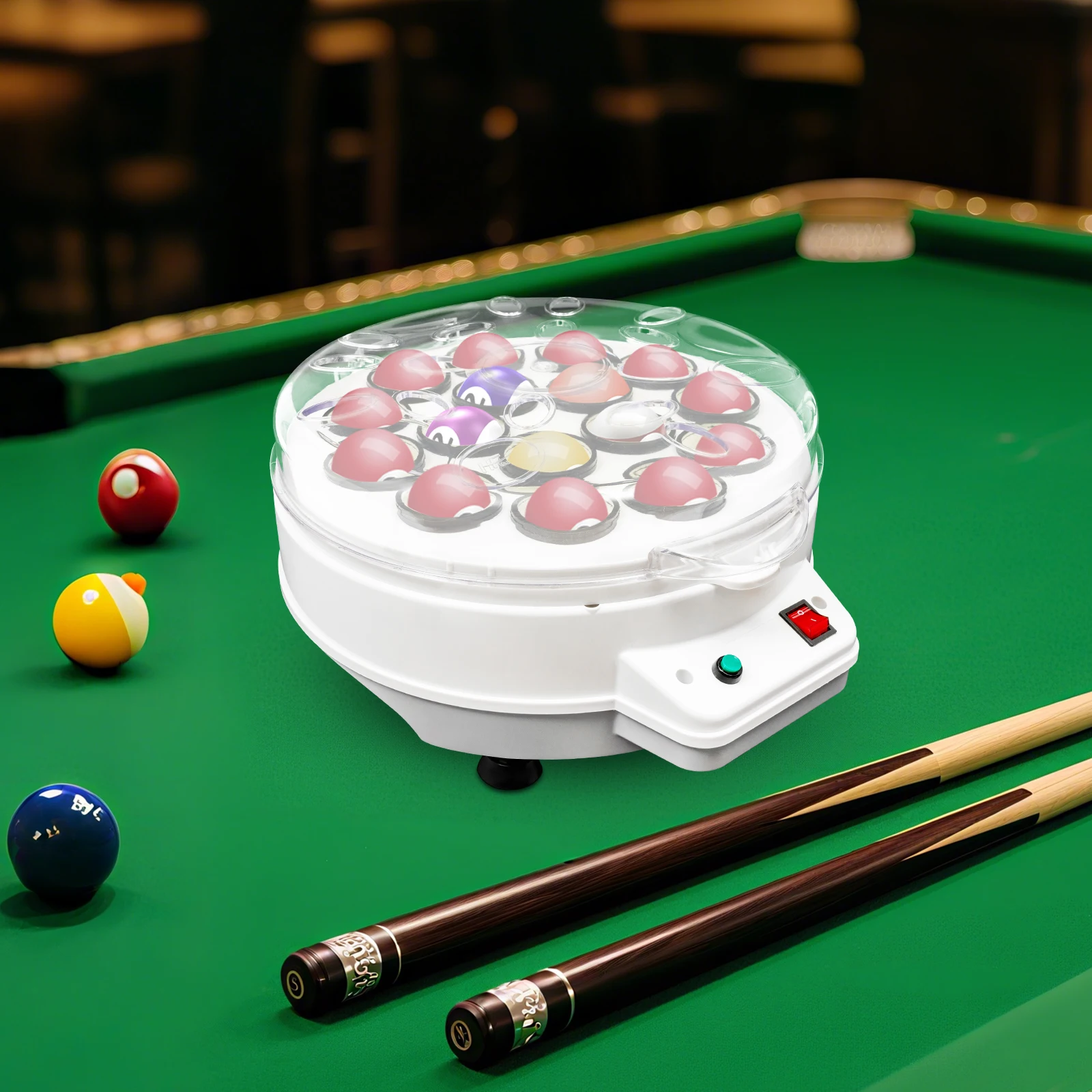 

Automatic Pool Ball Cleaner Machine, 180W Professional Billiard Ball Polisher for 16 Balls, Snooker Ball Cleaning Equipment