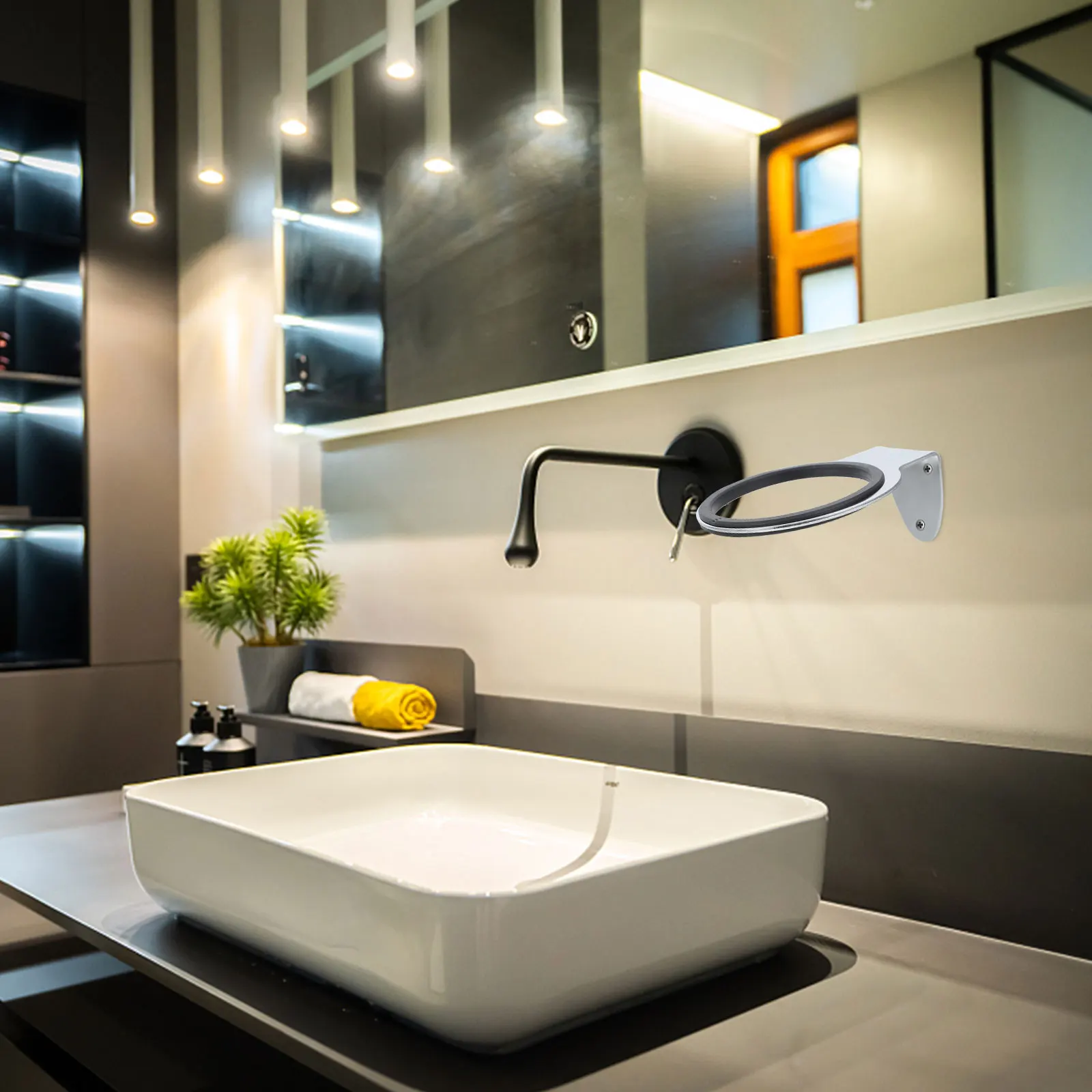 

Стойка для фена, настенное крепление, подставка для хранения, нержавеющая сталь, прочная несущая нагрузка, антикоррозийная, подходит для салона ванной комнаты